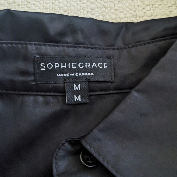 Sophie Grace Canada Womens Black Button Down Collared Dress Shirt Blouse Medium - Picture 4 of 6
